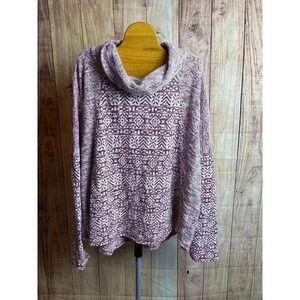44 degrees North Jacquard French Terry Cowl Neck Long Sleeve Sweater Size 2X
